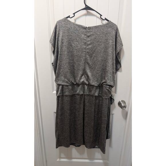 Jessica Howard Bow Tie Waist Dress Plus 20W Black Silver Shimmer Casual Cocktail - Picture 5 of 7